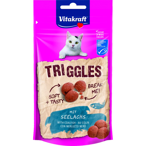VITAKRAFT Triggles, mekana poslastica s lososom, za macke, 40g