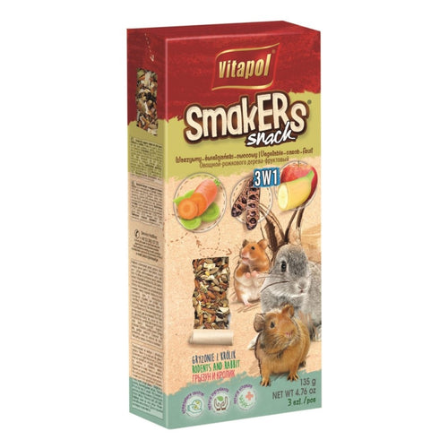 OUTLET VITAPOL Smakers Stapici za glodare 3u1 Mix1 Povrce/Rogac/Voce 3kom, 135g