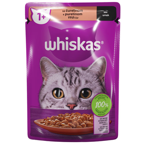 WHISKAS Kesica za macke Adult s Curetina u sosu, 1+ godina, 85g