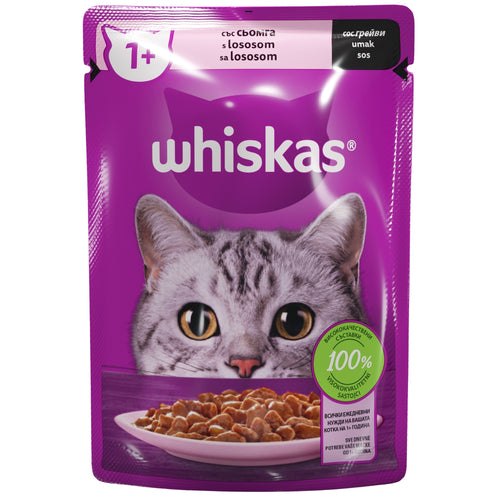 WHISKAS Kesica za macke Adult s lososom u sosu, 1+ godina, 85g