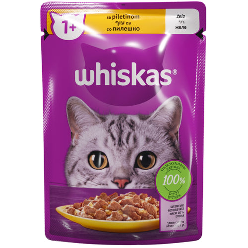 WHISKAS Kesica za macke Adult s piletinom u zeleu, 1+ godina, 85g