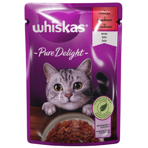 WHISKAS Pure Delight Kesica za macke s Adult govedinom u zeleu, 85g
