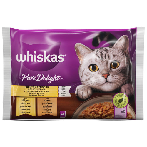 WHISKAS Pure Delight Multipack za macke Adult Izbor zivine u zeleu, 4x85g