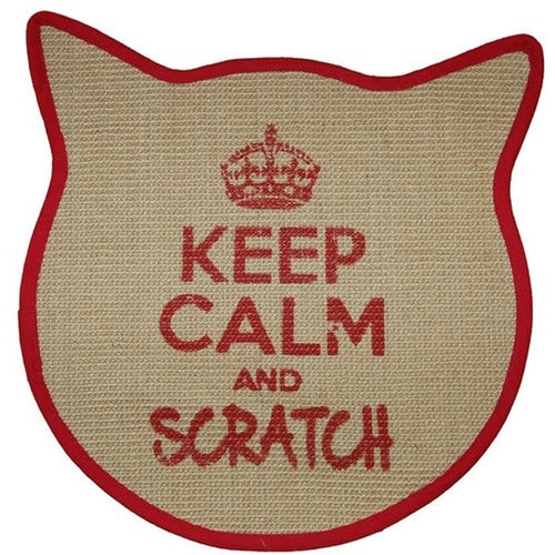 WOUAPY Grebalica za macke Keep Calm, prostirka, oblik macje glave,Crvena,43x43cm