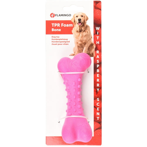 FLAMINGO Igračka za pse Kost pena s mirisom maline, Roze 13cm