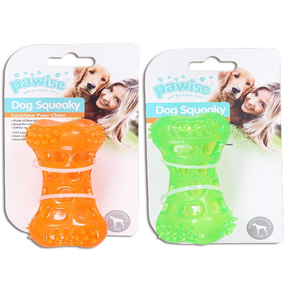 PAWISE Igračka za pse Kost Squeaky TPR zvučna, 9,5cm, raznih boja