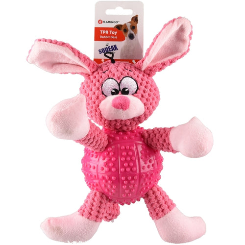 FLAMINGO Igračka za pse Zec/Lopta, Roze, 32cm, fi 9cm