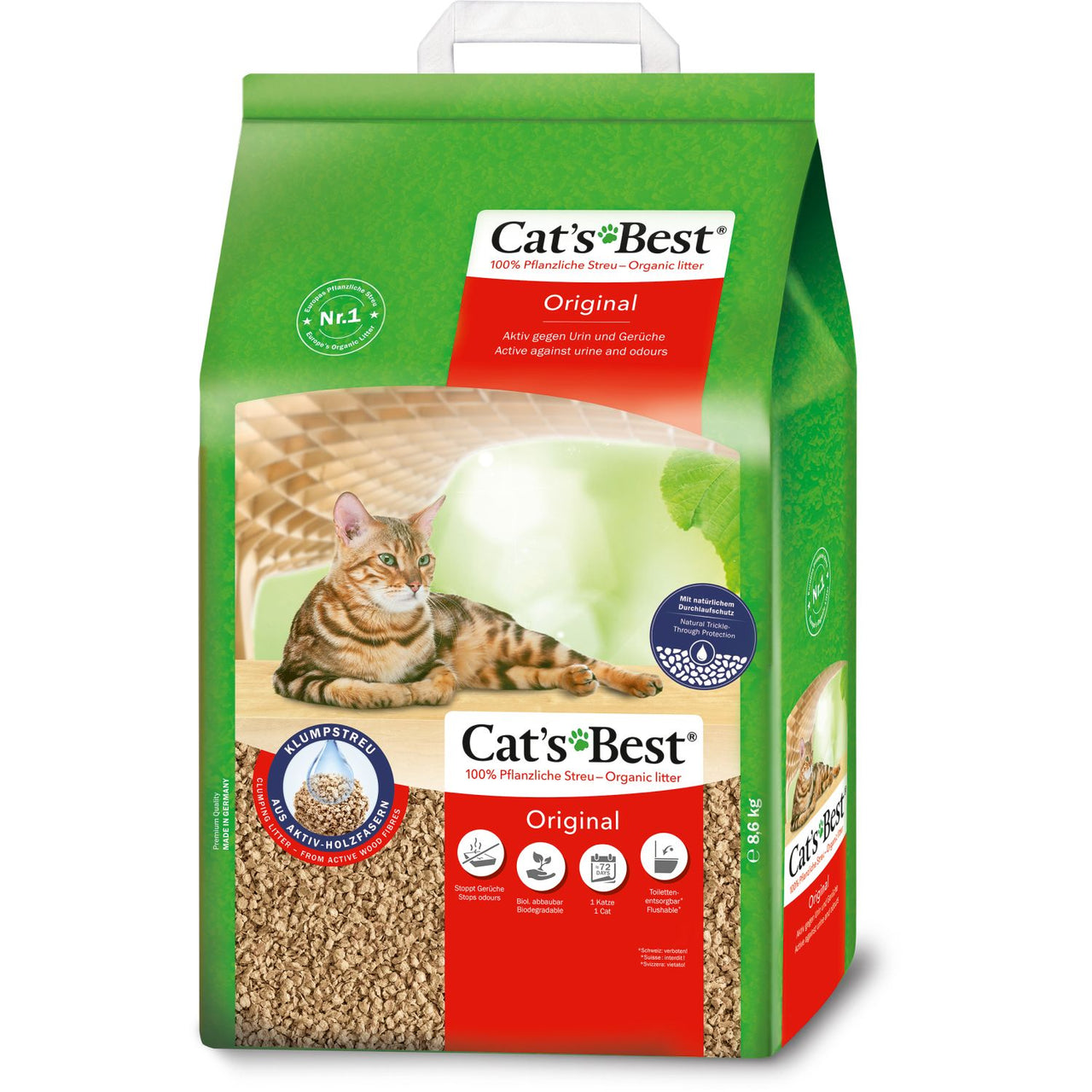 CATS BEST Original grudvajuci biljni posip za macke, bez mirisa, 8,6kg/20L