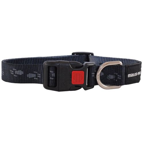 MATIS Ogrlica za pse sa plasticnom kopcom S/Klik DoggyPaws Crna 1,5cm/25-35cm