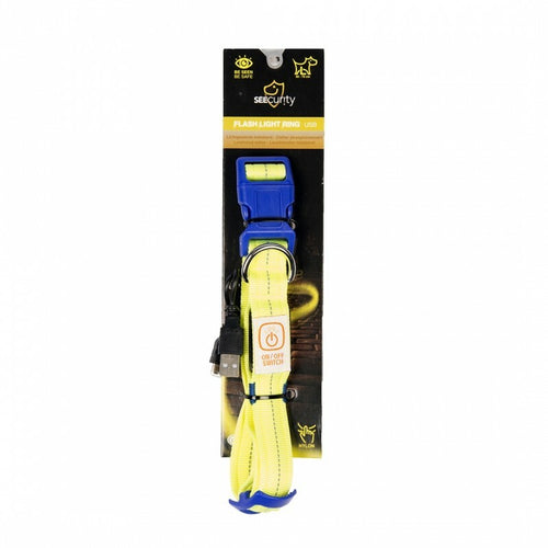 DUVO+ Ogrlica za pse Flash Light Usb Nylon 5070cm/2.5cm Neon zuta