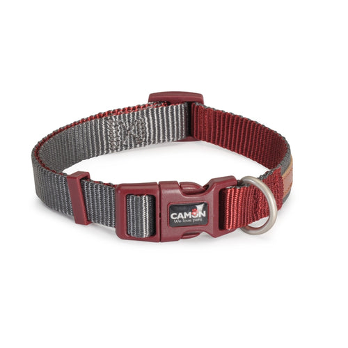 CAMON Ogrlica za pse i macke Double Premium, Siva/Crvena, 15mm/30-40cm