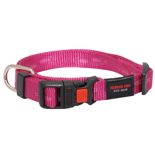 MATIS Ogrlica za pse sa plasticnom kopcom Klik DoggyPaws Roze 1,5cm/30-43cm