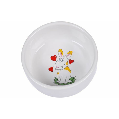 OUTLET FLAMINGO Cinija za kunice keramicka sa motivom Bela 11cm/300ml