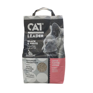 CAT LEADER Posip za mačke grudvajući Clumping Black&White Outdoor Lotus, 5kg