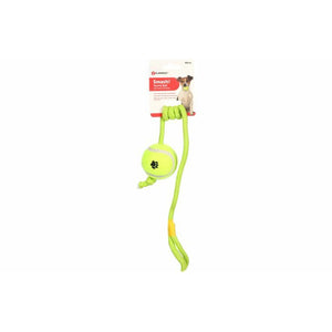 FLAMINGO Igračka za pse Lopta Tenis sa kanapom, Žuta 6,5cm