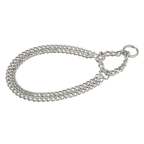 OUTLET CAMON Poluzatezna ogrlica za pse hromirana, dvoreda 3mm/60cm