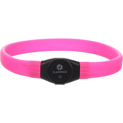 FLAMINGO Ogrlica za pse Svetleca Jumbo, Roze, 35/64cm 7mm