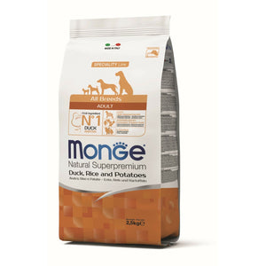 MONGE Hrana za odrasle pse svih rasa, Pačetina, pirinač i krompir, 2,5kg