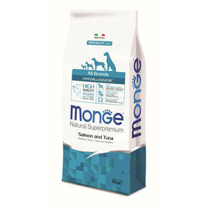 MONGE Hrana za odrasle pse svih rasa, Hypoallergenic, Losos i tunjevina, 12kg