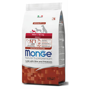 MONGE Hrana za odrasle pse malih rasa, Jagnjetina, 2,5kg