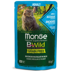 BWILD Sos za odrasle mačke, Inćun s povrćem, 85g