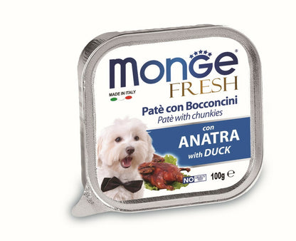 MONGE Fresh Pašteta za pse, s komadićima pačetine, 100g