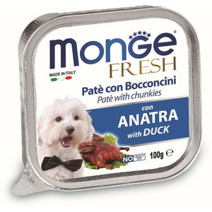 MONGE Fresh Pašteta za pse, s komadićima pačetine, 100g
