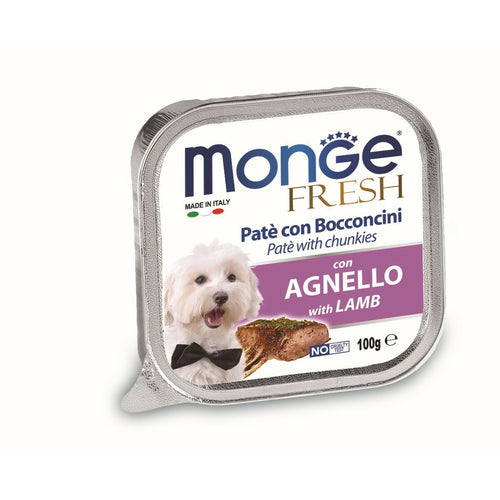 MONGE Fresh Pašteta za pse Jagnjetina s komadićima 100g