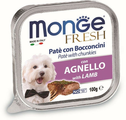 MONGE Fresh Pašteta za pse, s komadićima jagnjetine, 100g