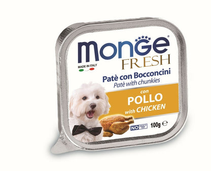 MONGE Fresh Pašteta za pse, s komadićima piletine, 100g