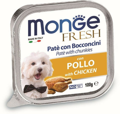 MONGE Fresh Pašteta za pse, s komadićima piletine, 100g