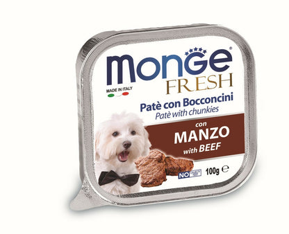 MONGE Fresh Pašteta za pse, s komadićima govedine, 100g