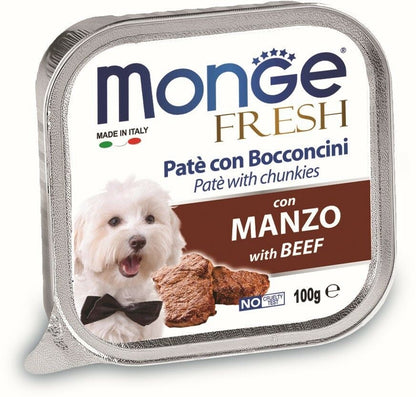 MONGE Fresh Pašteta za pse, s komadićima govedine, 100g