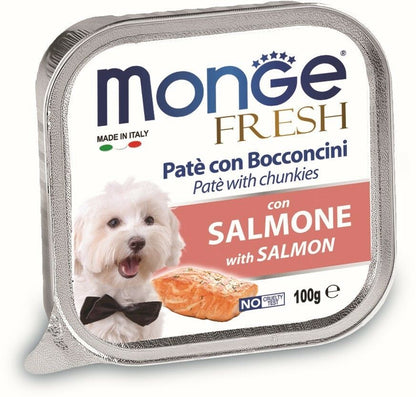 MONGE Fresh Pašteta za pse, s komadićima lososa, 100g
