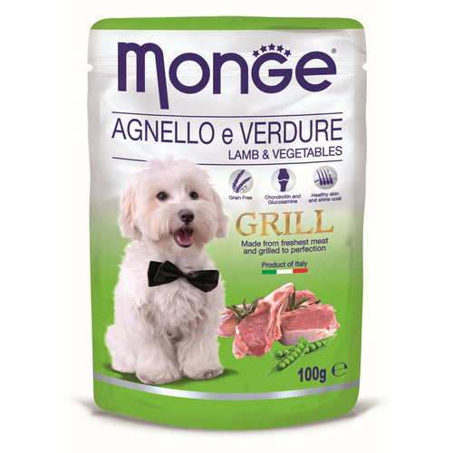 MONGE Grill Kesice za pse Jagnjetina i Povrće s komadićima 100g