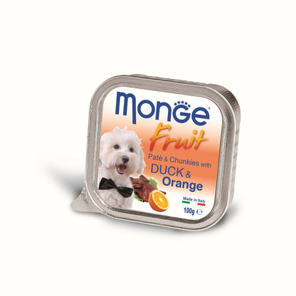 MONGE Fruit Pašteta za pse, s komadićima pačetine i pomorandže, 100g