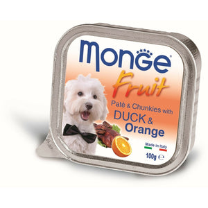 MONGE Fruit Pašteta za pse, s komadićima pačetine i pomorandže, 100g