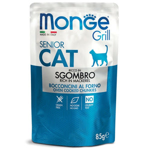 MONGE Grill Sos za starije mačke SENIOR, sa skušom, 85g