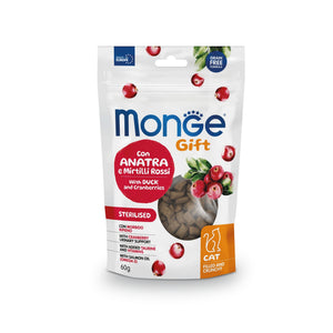 MONGE Gift Cat Poslastica za mačke Sterilized, pačetina i brusnice, 60g