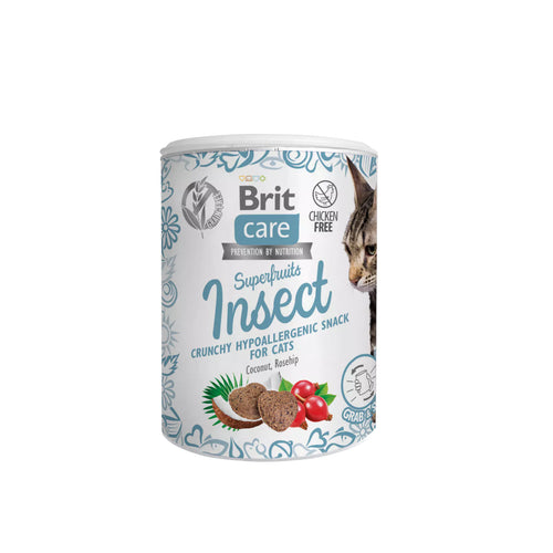 BRIT CARE Superfruits, hrskava poslastica za mačke s insektima, 100g