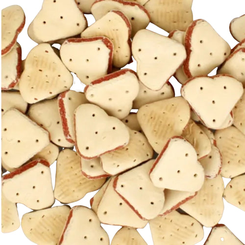 FLAMINGO Poslastica za pse Crunch Sandwich Hearts, hrskavi biskviti, 500g
