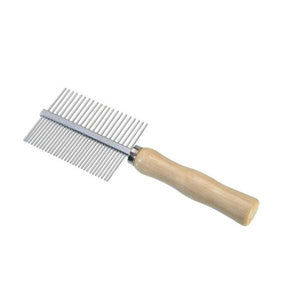 CAMON Češalj za krzno drveni sa kombinovanim metalnim zupcima