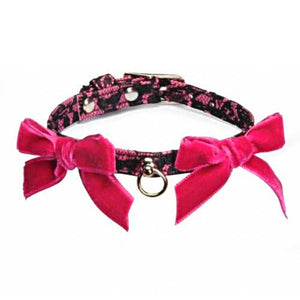OUTLET CAMON Ogrlica s povodnikom za pse, motiv čipke, Roze 12x240mm + 12x1100mm