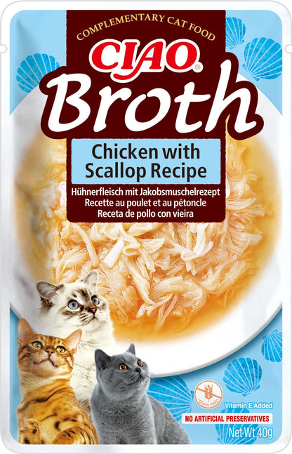 OUTLET CIAO Broth za mačke, piletina i školjke u čorbi, 40g