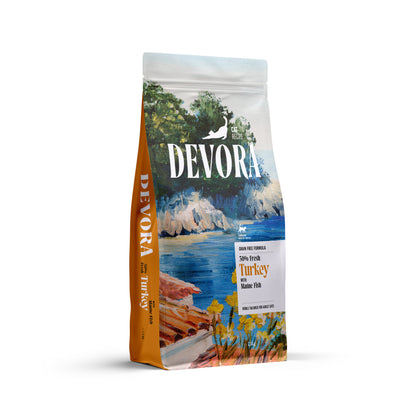 DEVORA Cat Sterilized Grain Free, ćuretina s piletinom i haringom