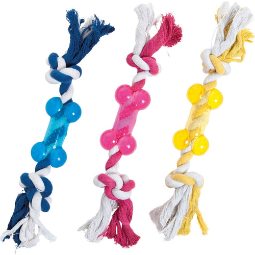 FLAMINGO Igračka za pse Kost Good4Fun plutajuća sa kanapom, TPR 9cm, raznih boja
