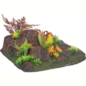 OUTLET FLAMINGO Ukras za akvarijum Stena Radha i biljka, ugaoni, 27,5x27,5x10cm