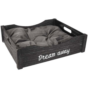 OUTLET FLAMINGO Krevet drveni Clio četvrtasti sa jastukom Crni 45x38x12cm