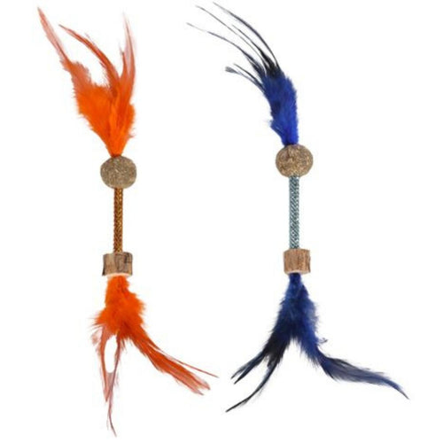FLAMINGO Igračka za mačke Štap Boleo, s perjem, Catnip&Matatabi, raznih boja