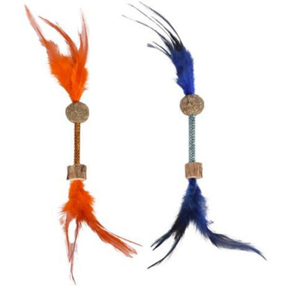 FLAMINGO Igračka za mačke Štap Boleo, s perjem, Catnip&Matatabi, raznih boja